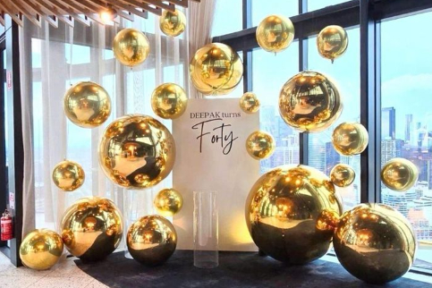 1.5m Double Layer Thick Durable PVC Golden Mirror Balloons For Birthday Party Decoration