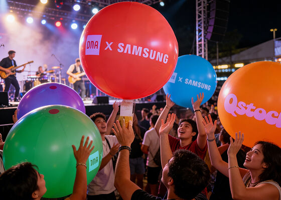 Διαδραστικά μπαλόνια LED για την εμφάνιση λογότυπων εμπορικών σημάτων, εμβλήματα ομάδων ή γραφικών εκδηλώσεων