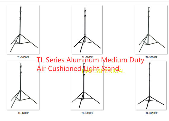 Light And Medium Duty Aluminum, Collapsible, Safe Descent Air Cushioned Light Stands